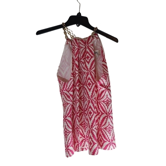 Milly 100% Silk Pink Gold Chain Tank 2 Preowned - Picture 6 of 9